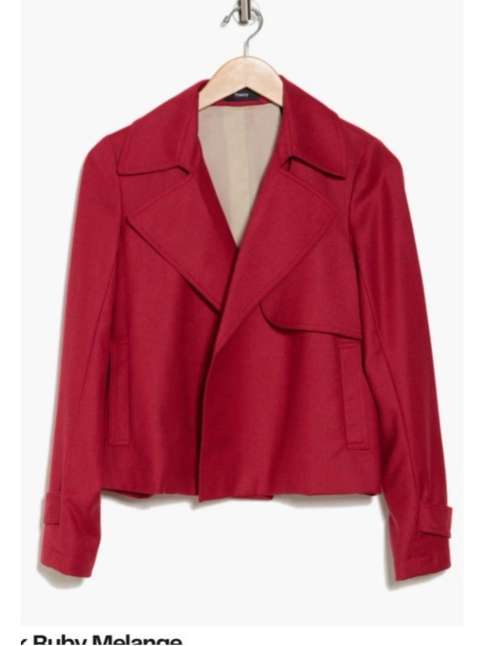 Theory Menefer Trench Jacket Suit Blazer Burgundy P Petite NEW $498
